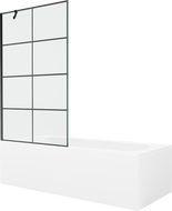 Mexen Vega obdĺžniková vaňa 150 x 70 cm s obkladom a 1-krídlovou zástavou 100 cm, čierny vzor - 550115070X9510007077