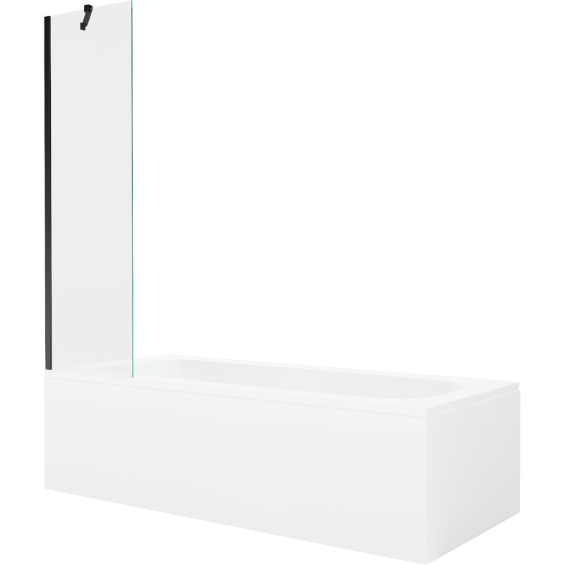 Mexen Vega obdĺžniková vaňa 160 x 70 cm s krytom a 1-krídlovým paravánom 50 cm, transparentná, čierna