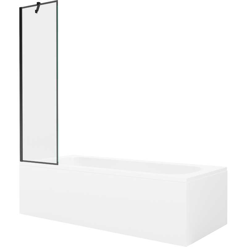 Mexen Vega obdĺžniková vaňa 160 x 70 cm s obkladom a 1-krídlovou sprchovou zástenou 50 cm, Čierny vzor - 550116070X9505007070