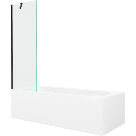 Mexen Vega obdĺžniková vaňa 160 x 70 cm s obložením a jedno-krídlovým zástenou 60 cm, transparentná, čierna