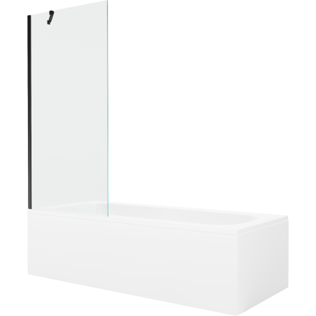 Mexen Vega obdĺžniková vaňa 160 x 70 cm s plášťom a zástenou s 1 krídlom 80 cm, transparentná, čierna - 550116070X9508000070
