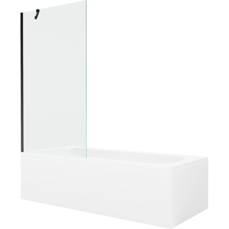 Mexen Vega obdĺžniková vaňa 160 x 70 cm s krytom a 1-krídlovou zástenou 90 cm, transparentná, čierna