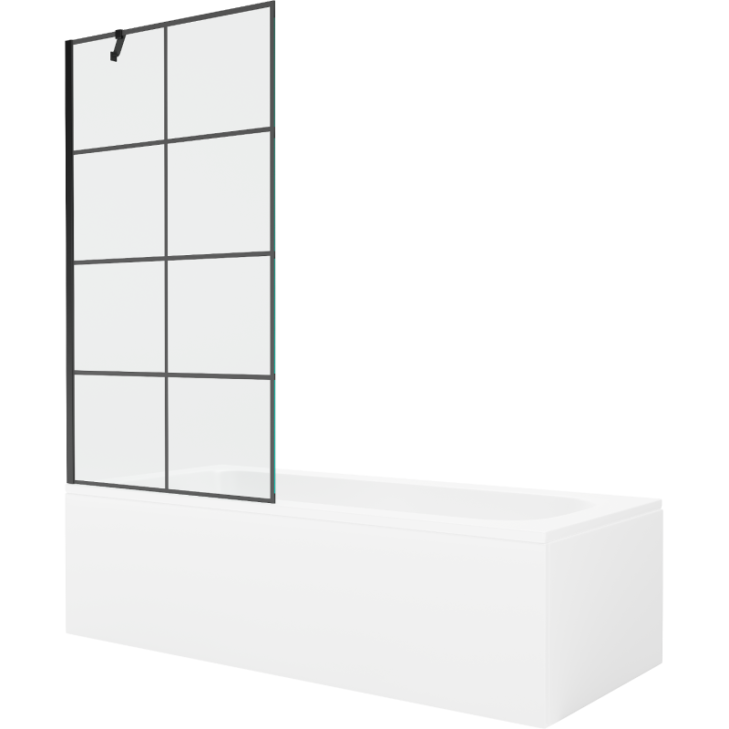 Mexen Vega obdĺžniková vaňa 160 x 70 cm s panelom a 1-krídlovým zástenou 90 cm, čierny vzor - 550116070X9509007077
