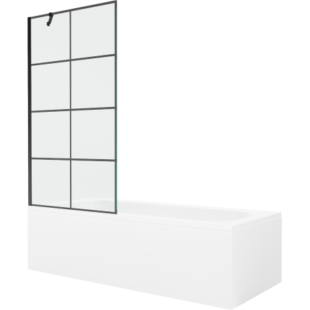 Mexen Vega obdĺžniková vaňa 160 x 70 cm s obkladom a 1-krídlovou sprchovou zástenou 90 cm, Čierny vzor - 550116070X9509007077