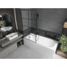 Mexen Vega obdĺžniková vaňa 160 x 70 cm s panelom a 1-krídlovým zástenou 90 cm, čierny vzor - 550116070X9509007077