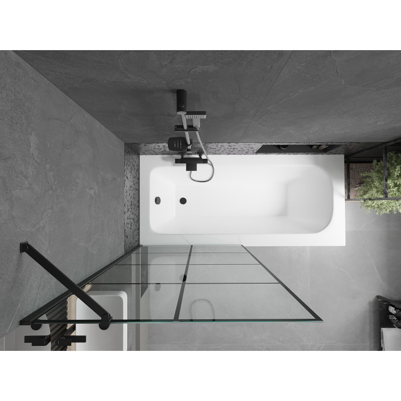 Mexen Vega obdĺžniková vaňa 160 x 70 cm s krytom a 1-krídlovým závesom 90 cm, čierny vzor - 550116070X9509007077
