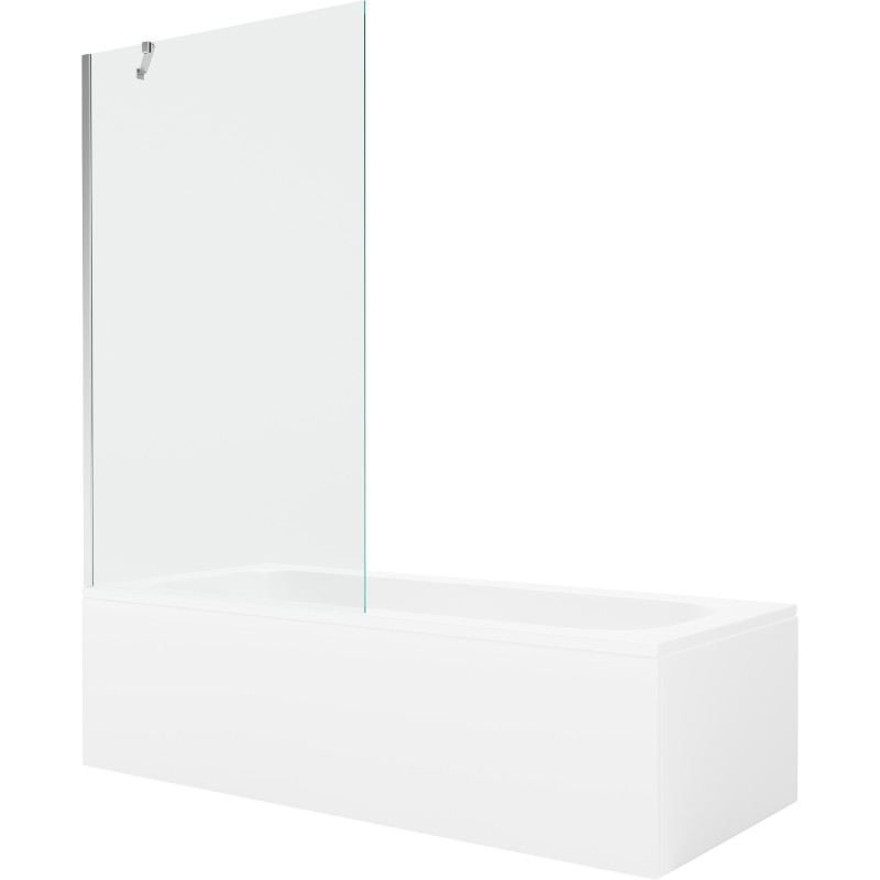 Mexen Vega obdĺžniková vaňa 160 x 70 cm s krytom a jedným sklápacím krytom 100 cm, transparentná, chróm