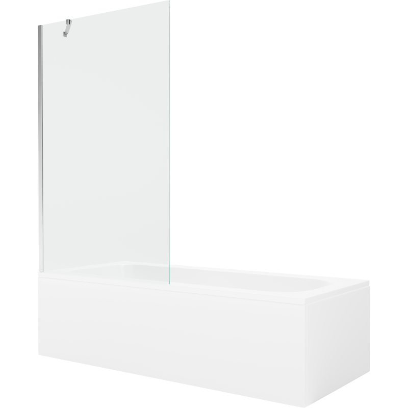Mexen Vega pravouhlá vaňa 160 x 70 cm s krytom a paravánom 1-krídlovým 100 cm, transparentná, chróm - 550116070X9510000001