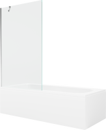 Mexen Vega obdĺžniková vaňa 160 x 70 cm s krytom a 1-krídlovým sprchovým závesom 100 cm, transparentná, chróm