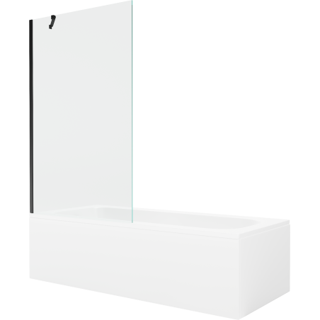 Mexen Vega obdĺžniková vaňa 160 x 70 cm s obložením a 1-krídlovým závesom 100 cm, transparentná, čierna