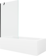 Mexen Vega obdĺžniková vaňa 160 x 70 cm s obložením a 1-krídlovým závesom 100 cm, transparentná, čierna