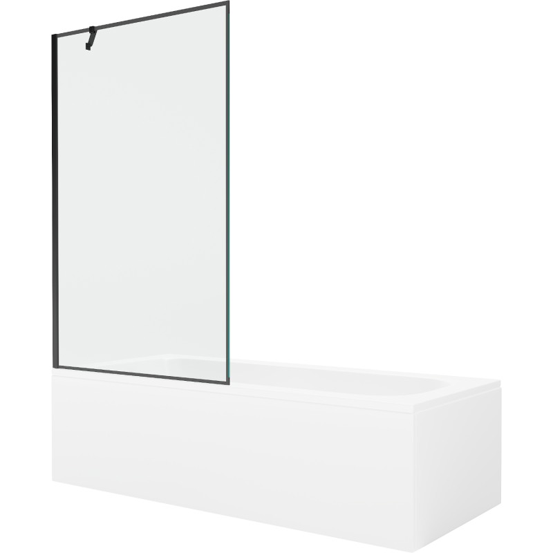 Mexen Vega obdĺžniková vaňa 160 x 70 cm s obložením a jednokrídlovým zástenom 100 cm, čierny vzor