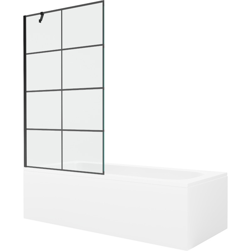 Mexen Vega obdĺžniková vaňa 160 x 70 cm s panelom a 1-krídlovým paravánom 100 cm, čierny vzor - 550116070X9510007077