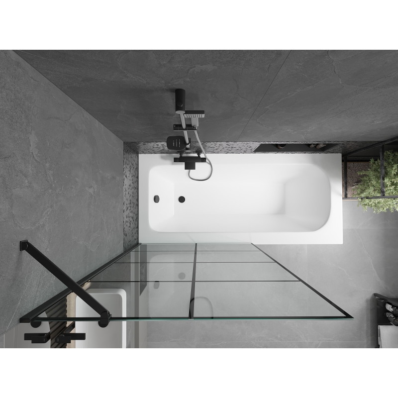 Mexen Vega obdĺžniková vaňa 160 x 70 cm s panelom a 1-krídlovým paravánom 100 cm, čierny vzor - 550116070X9510007077
