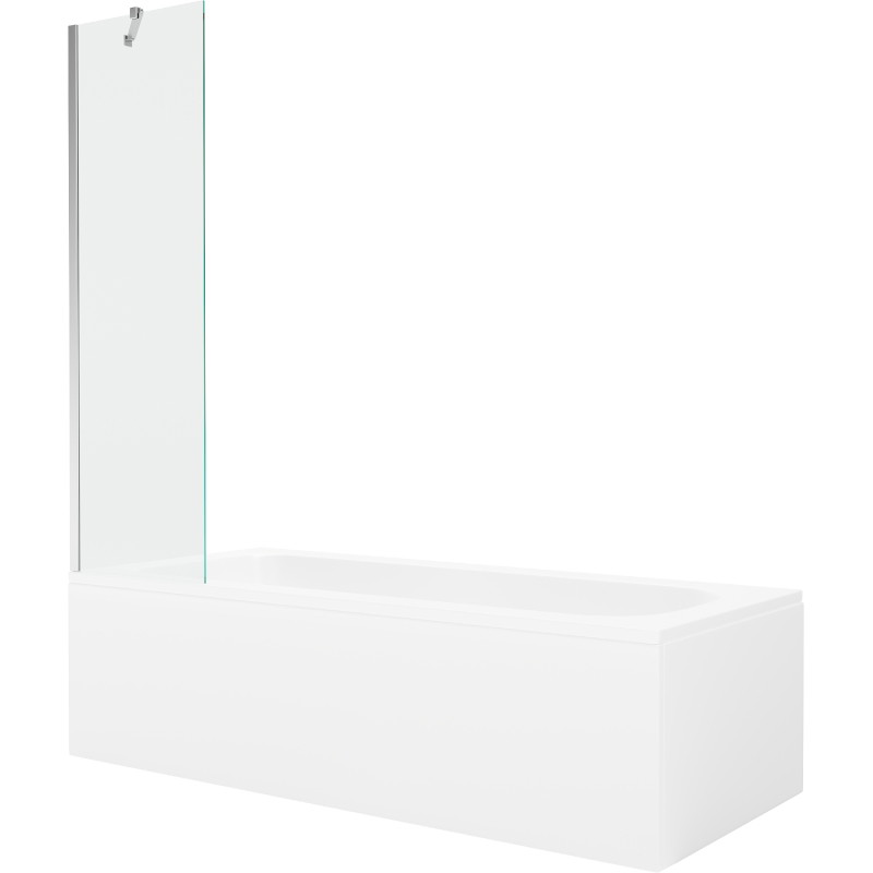 Mexen Vega obdĺžniková vaňa 170 x 70 cm s obkladom a jednokrídlovou zástenou 50 cm, priehľadná, chróm