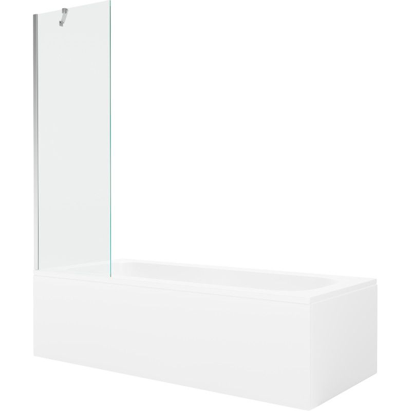 Mexen Vega obdĺžniková vaňa 170 x 70 cm s krytom a 1-krídlovým zákrytom 60 cm, transparentná, chróm