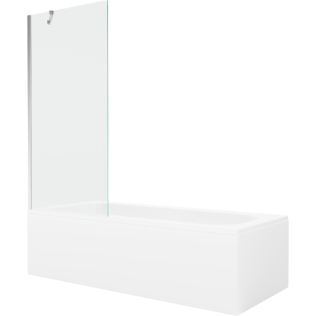 Mexen Vega obdĺžniková vaňa 170 x 70 cm s krytom a jednokrídlovou zástenou 80 cm, transparentná, chróm - 550117070X9508000001