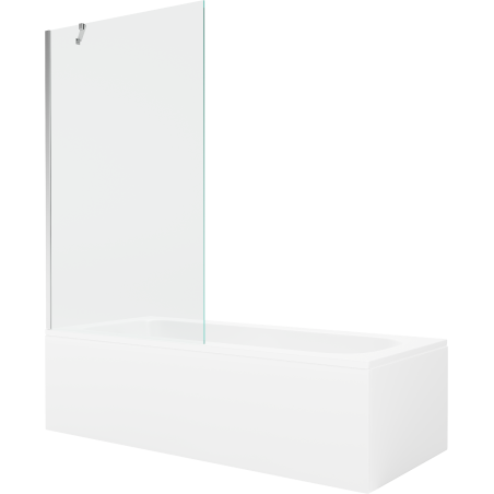 Mexen Vega obdĺžniková vaňa 170 x 70 cm s krytom a jednokrídlovým závesom 100 cm, transparentná, chróm