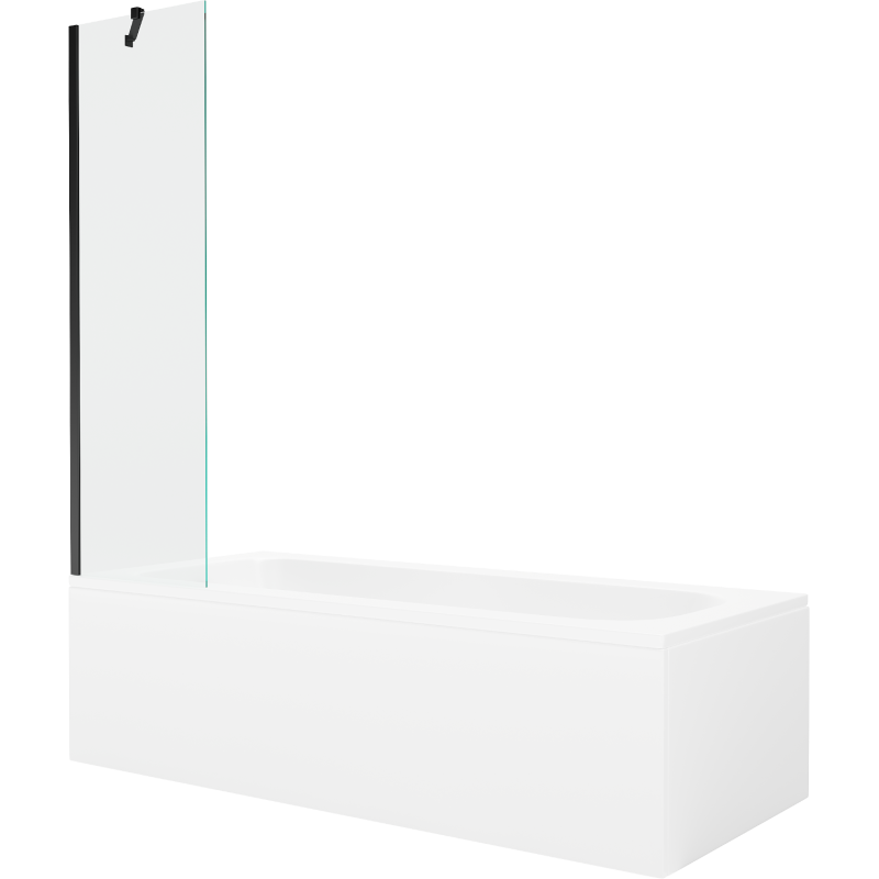Mexen Vega obdĺžniková vaňa 170 x 70 cm s krytom a jednokrídlovou zástenou 50 cm, transparentná, čierna - 550117070X9505000070