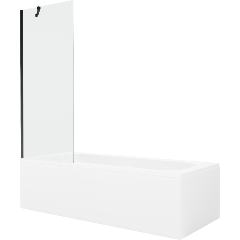 Mexen Vega obdĺžniková vaňa 170 x 70 cm s krytom a 1-krídlovým zástenou 70 cm, transparentná, čierna - 550117070X9507000070