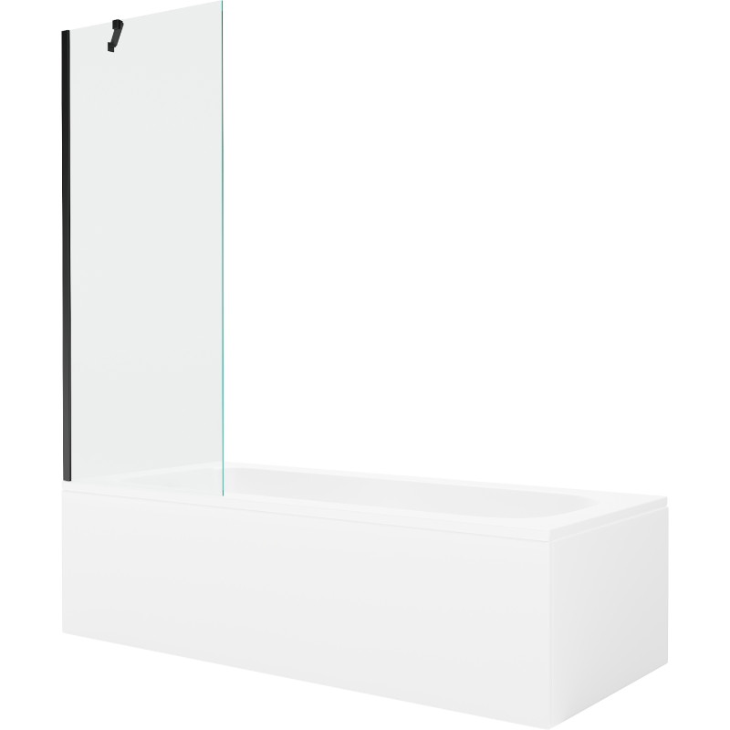 Mexen Vega obdĺžniková vaňa 170 x 70 cm s obložením a jednoskrídlovou zástenou 70 cm, transparentná, čierna