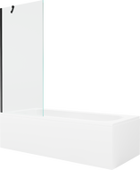 Mexen Vega obdĺžniková vaňa 170 x 70 cm s obložením a 1-krídlovým paravanom 80 cm, transparentná, čierna - 550117070X9508000070