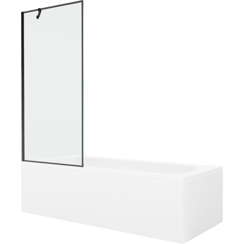 Mexen Vega Obdĺžniková vaňa 170 x 70 cm s krytom a 1-krídlovou zástenou 80 cm, čierny vzor - 550117070X9508007070