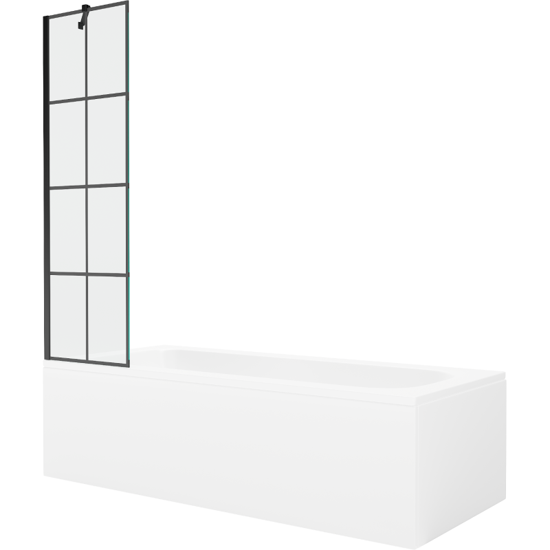 Mexen Vega obdĺžniková vaňa 170 x 70 cm s krytom a 1-krídlovým paravanom 50 cm, čierny vzor - 550117077X9505007077