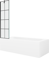Mexen Vega obdĺžniková vaňa 170 x 70 cm s obkladom a 1-krídlovou sprchovou zástenou 50 cm, Čierny vzor - 550117077X9505007077
