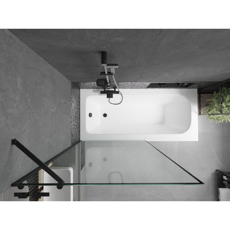 Mexen Vega obdĺžniková vaňa 170 x 70 cm s krytom a 1-krídlovou zástenou 100 cm, čierny vzor - 550117070X9510007070