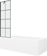 Mexen Vega obdĺžniková vaňa 170 x 70 cm s obkladom a 1-krídlovou sprchovou zástenou 60 cm, Čierny vzor - 550117077X9506007077