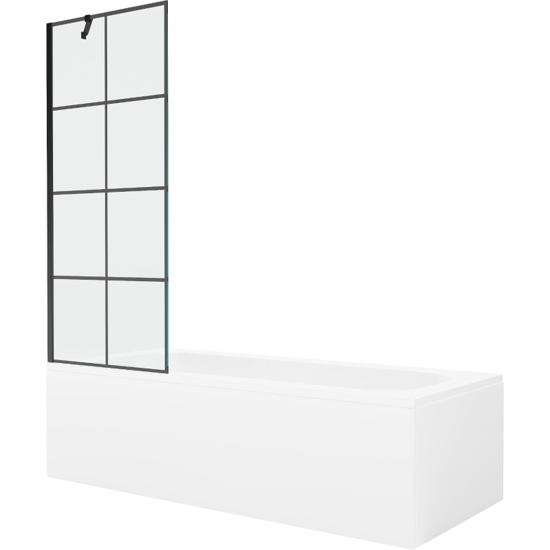 Mexen Vega obdĺžniková vaňa 170 x 70 cm s krytom a 1-krídlovou zástavou 70 cm, čierny vzor - 550117077X9507007077