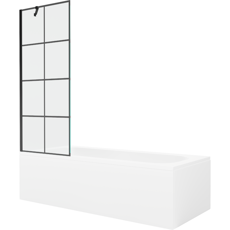 Mexen Vega obdĺžniková vaňa 170 x 70 cm s krytom a 1-krídlovou zástenou 70 cm, čierny vzor - 550117077X9507007077