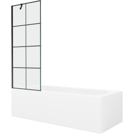 Mexen Vega obdĺžniková vaňa 170 x 70 cm s krytom a 1-krídlovou zástavou 70 cm, čierny vzor - 550117077X9507007077