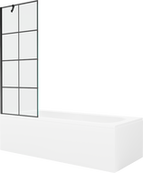 Mexen Vega obdĺžniková vaňa 170 x 70 cm s obkladom a 1-krídlovou sprchovou zástenou 70 cm, Čierny vzor - 550117077X9507007077