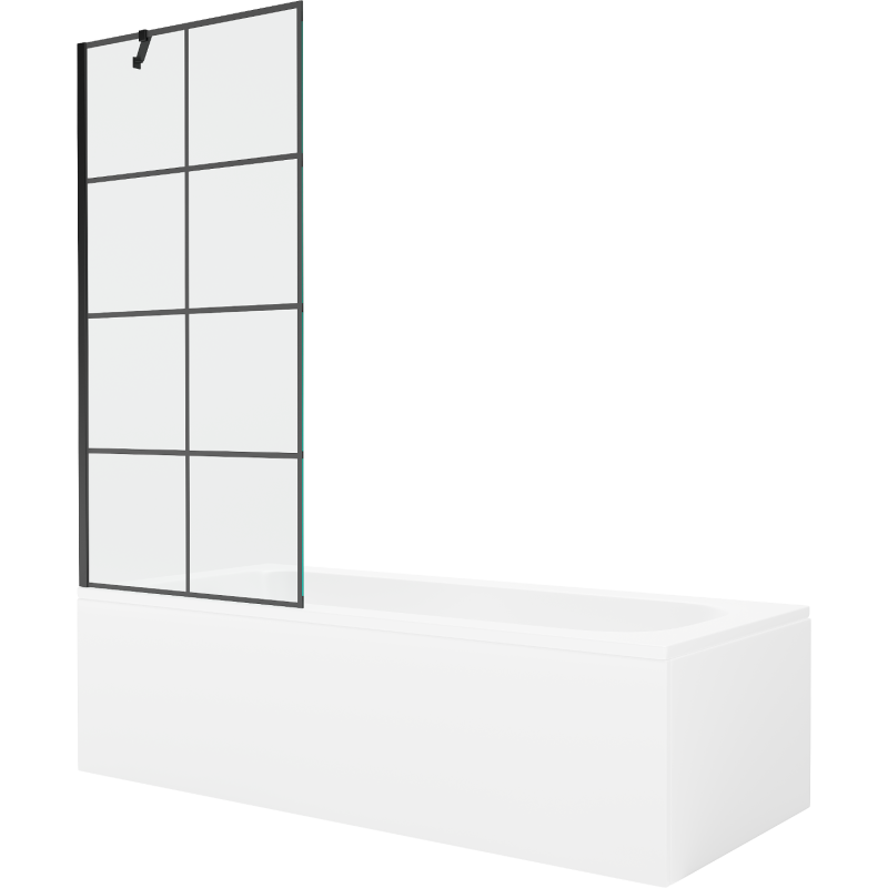 Mexen Vega obdĺžniková vaňa 170 x 70 cm s krytom a 1-krídlovou zástenou 80 cm, čierny vzor - 550117077X9508007077