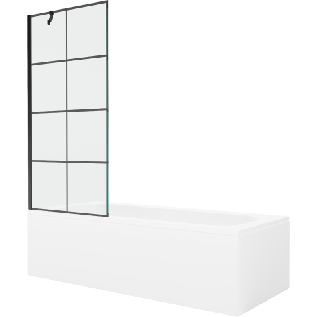 Mexen Vega obdĺžniková vaňa 170 x 70 cm s obložením a jednokrídlovou zástenou 80 cm, čierny vzor - 550117077X9508007077