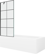 Mexen Vega obdĺžniková vaňa 170 x 70 cm s obkladom a 1-krídlovou sprchovou zástenou 80 cm, Čierny vzor - 550117077X9508007077