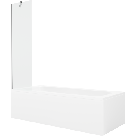 Mexen Vega obdĺžniková vaňa 180 x 80 cm s krytom a 1-krídlovou zástenou 50 cm, transparentná, chróm