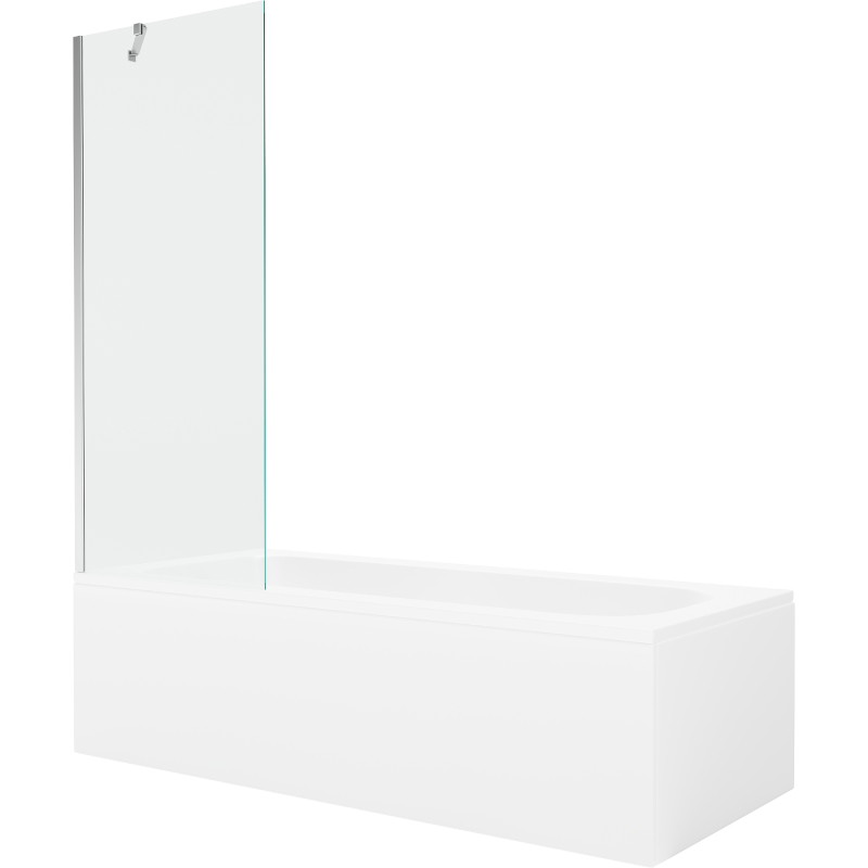 Mexen Vega obdĺžniková vaňa 180 x 80 cm s krytom a 1-krídlovou zástenou 70 cm, transparentná, chróm