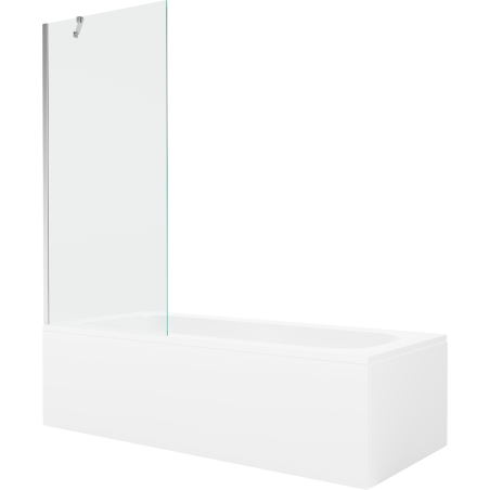 Mexen Vega obdĺžniková vaňa 180 x 80 cm s obložením a 1-krídlovou zástenu 80 cm, transparentná, chróm