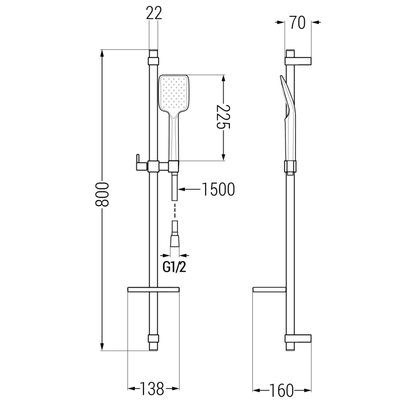 Mexen Royo DQ62 sprchová sada, biela - 72214DQ62-20