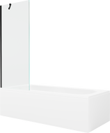 Mexen Vega obdĺžniková vaňa 180 x 80 cm s panelom a 1-krídlovým paravanom 70 cm, transparentná, čierna - 550118080X9507000070