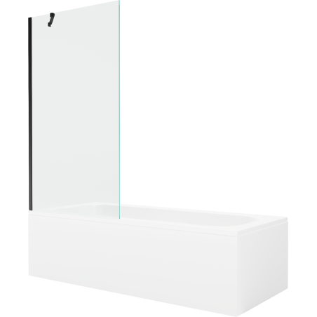 Mexen Vega obdĺžniková vaňa 180 x 80 cm s opláštením a 1-krídlovou zástenou 90 cm, transparentná, čierna