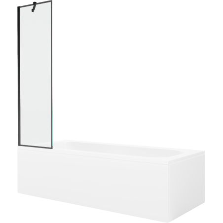 Mexen Vega obdĺžniková vaňa 180 x 80 cm so zástenou a paravánom s 1 krídlom 50 cm, čierny vzor - 550118080X9505007070