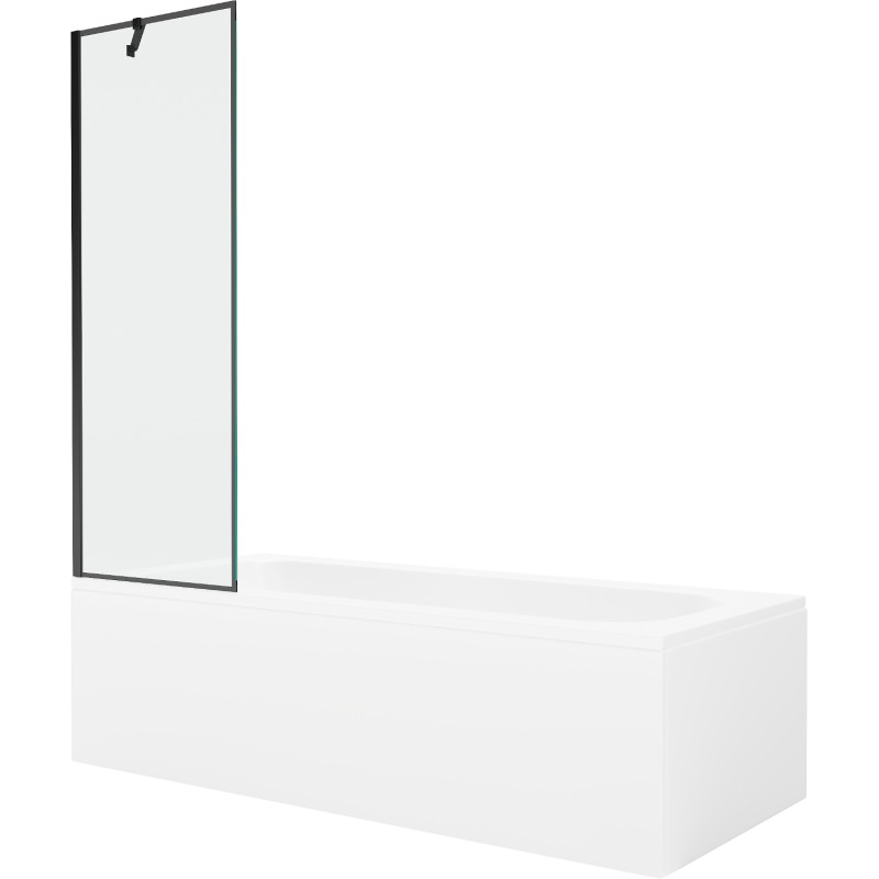 Mexen Vega obdĺžniková vaňa 180 x 80 cm s opláštením a jednokrídlovou zástenou 60 cm, čierny vzor