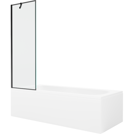 Mexen Vega obdĺžniková vaňa 180 x 80 cm s opláštením a jednokrídlovou zástenou 60 cm, čierny vzor