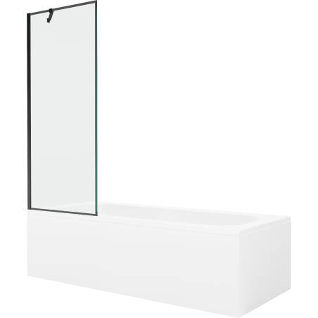 Mexen Vega obdĺžniková vaňa 180 x 80 cm s krytom a 1-krídlovým závesom 70 cm, čierny vzor - 550118080X9507007070
