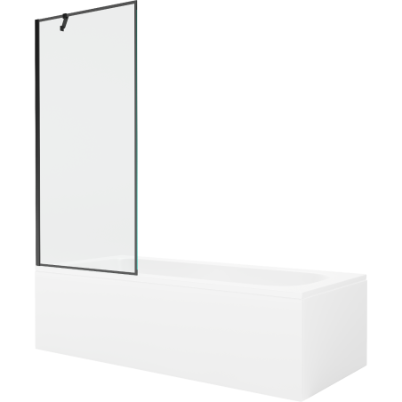 Mexen Vega obdĺžniková vaňa 180 x 80 cm s obkladom a 1-krídlovou sprchovou zástenou 80 cm, Čierny vzor - 550118080X9508007070