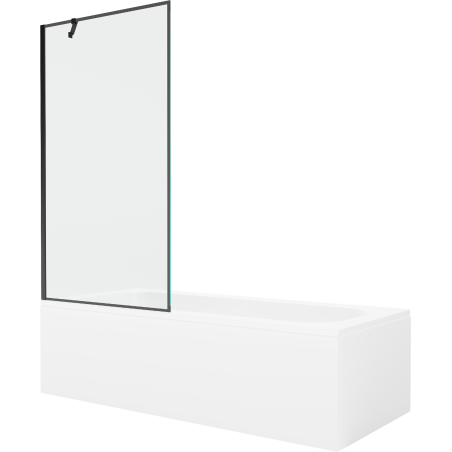 Mexen Vega Obdĺžniková vaňa 180 x 80 cm s krytom a 1-krídlovou zástavou 90 cm, čierny vzor - 550118080X9509007070